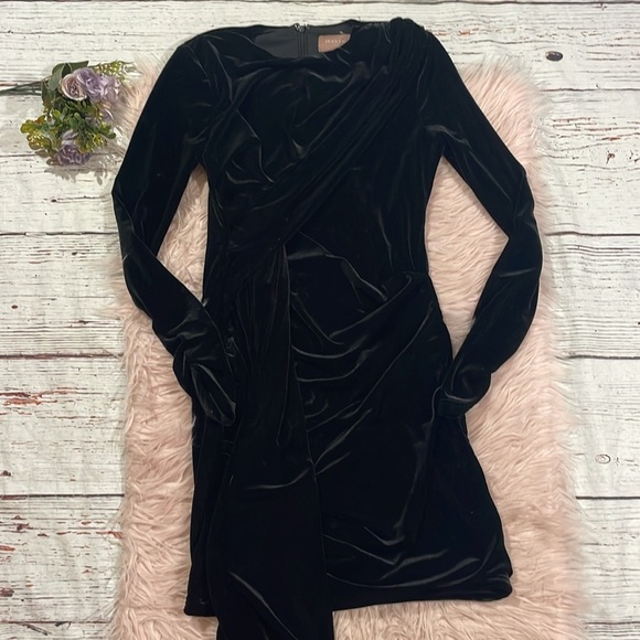 Jessakae Noor Velvet Black Draped Dress - Picture 6 of 9